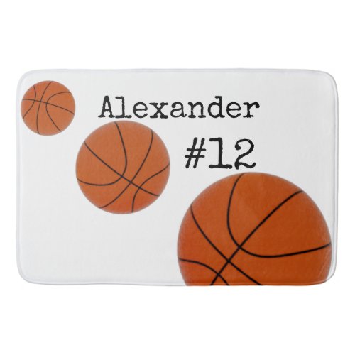 Basketball Name and Number White background  Bath Mat