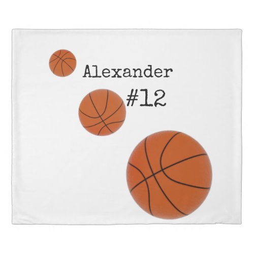 Basketball Name and Number White background  Duvet Cover