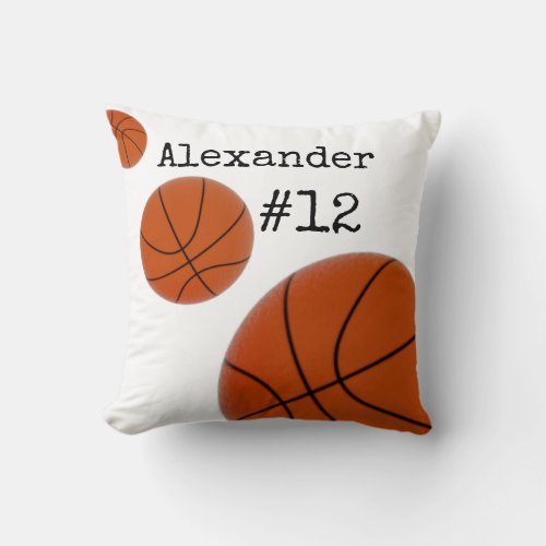 Basketball Name and Number White background  Throw Pillow