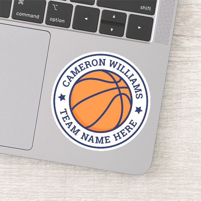 Basketball name and team blue stars white sticker (Detail)