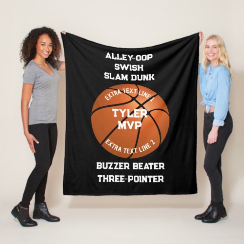 Basketball Name MVPNumber 7 Lines Black Vs 2 Fleece Blanket