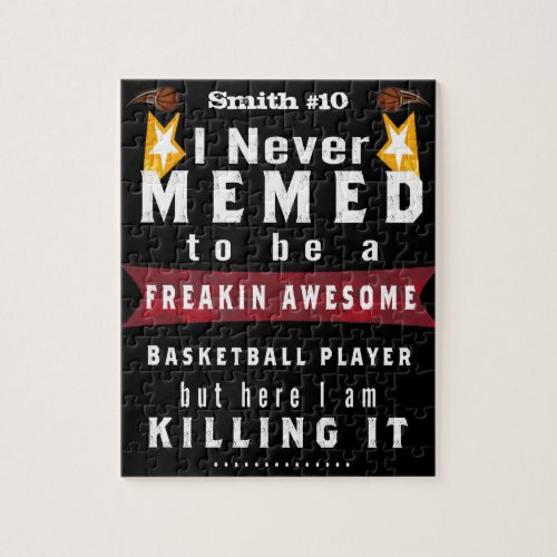 Basketball Name  Number Funny Meme Jigsaw Puzzle