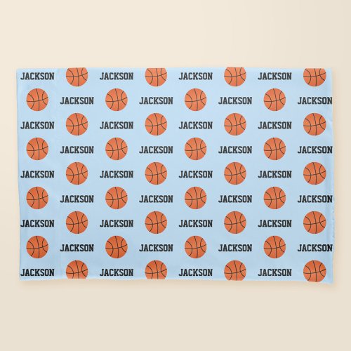 Basketball Name Pattern Blue Pillow Case