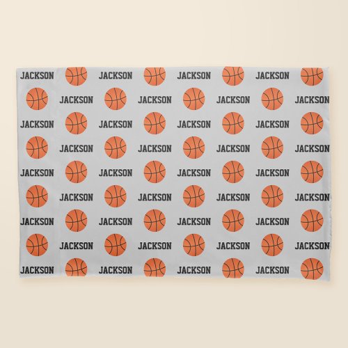 Basketball Name Pattern Gray Pillow Case