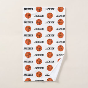Basketball Name Pattern Kids White Hand Towel