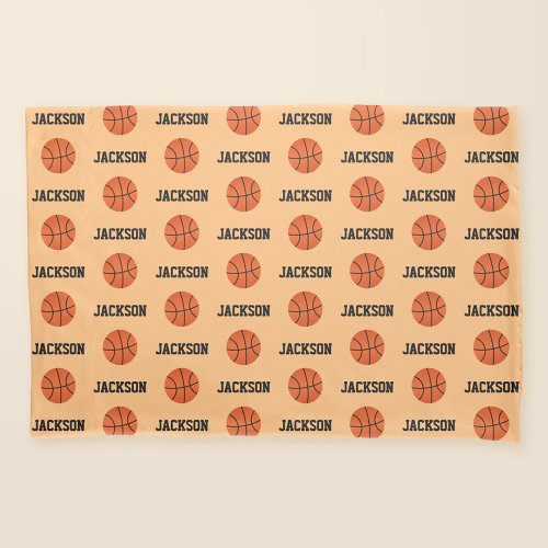 Basketball Name Pattern Orange Pillow Case