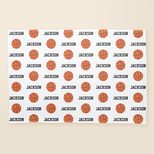 Basketball Name Pattern White Pillow Case