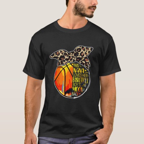 Basketball Nana Vintage Leopard Messy Bun T_Shirt