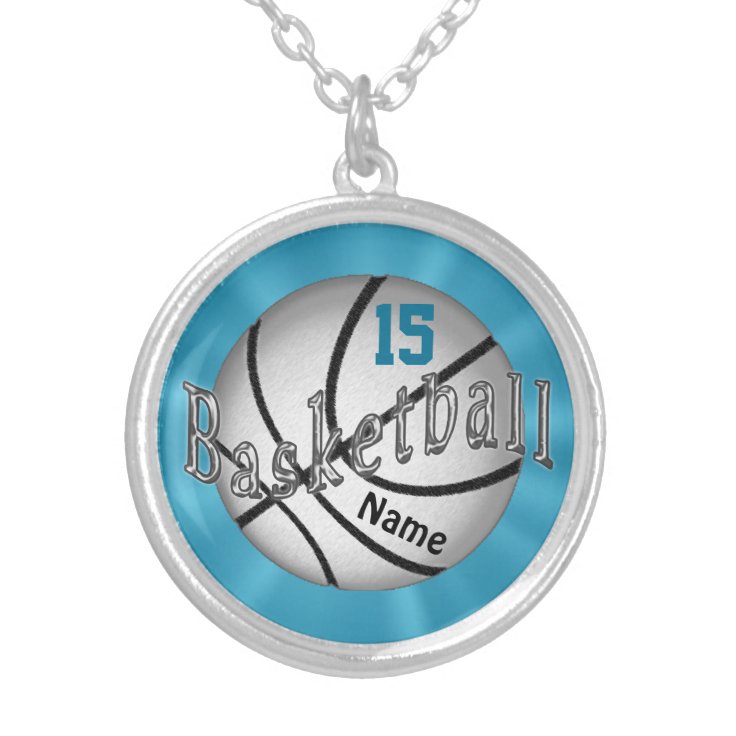 Basketball Necklace with NUMBER and NAME Zazzle