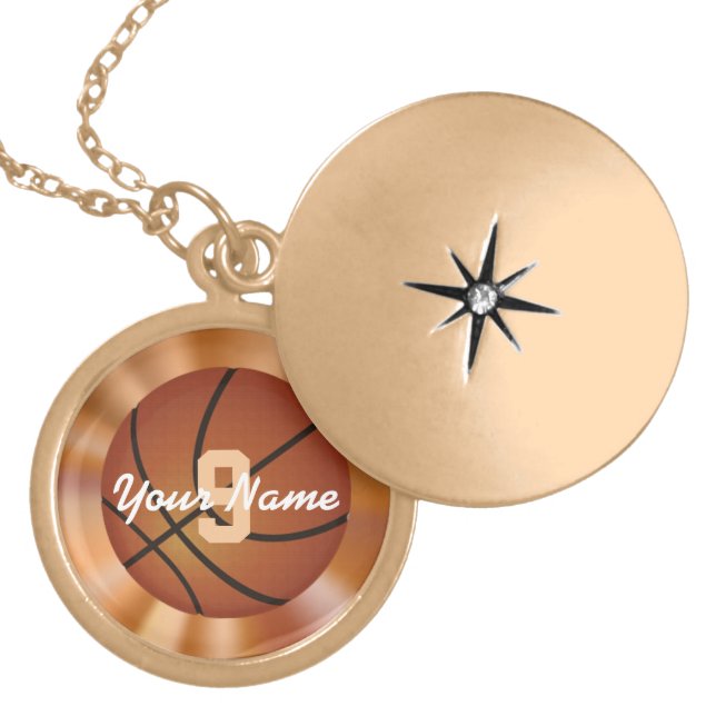 Basketball Necklace with Number & Name for Her (Front)
