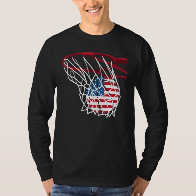 Basketball Net 4th Of July Retro Sports Player Ath T-Shirt (Front)