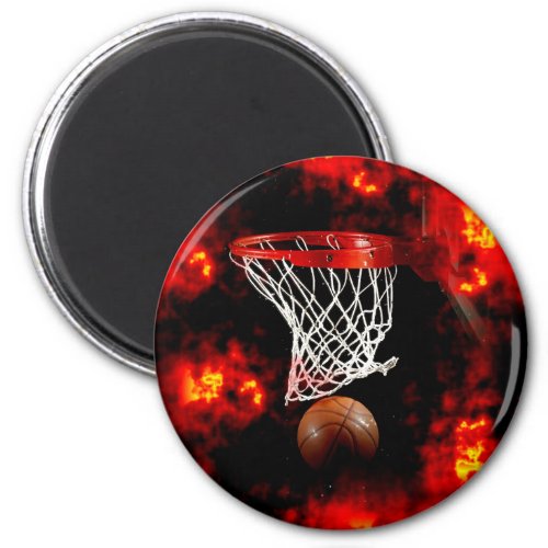 Basketball Net Ball  Flames Magnet