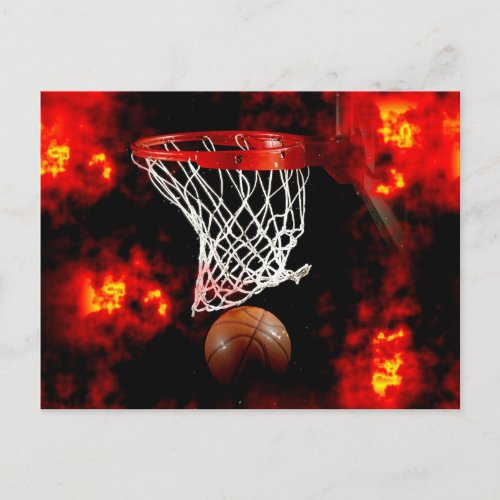 Basketball Net Ball  Flames Postcard