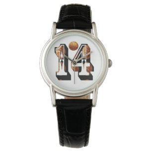 Basketball Number 14 Ladies Leather Watch, Watch