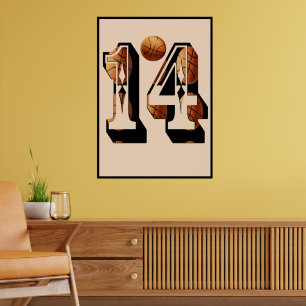 Basketball Number 14 Made From Basketballs, Poster