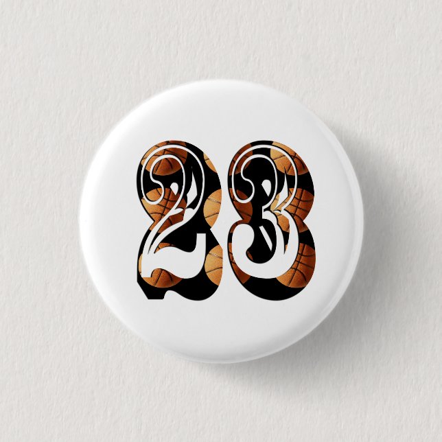 Basketball Number 23 Made From Basketballs, Button (Front)