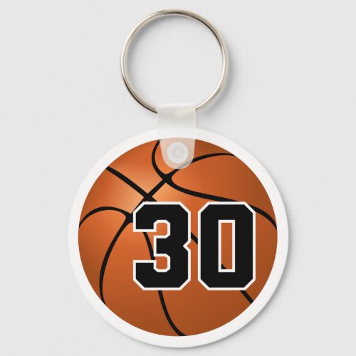 Basketball Number 30 Keychain