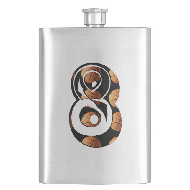 Basketball Number Eight, Classic Hip Flask (Front)