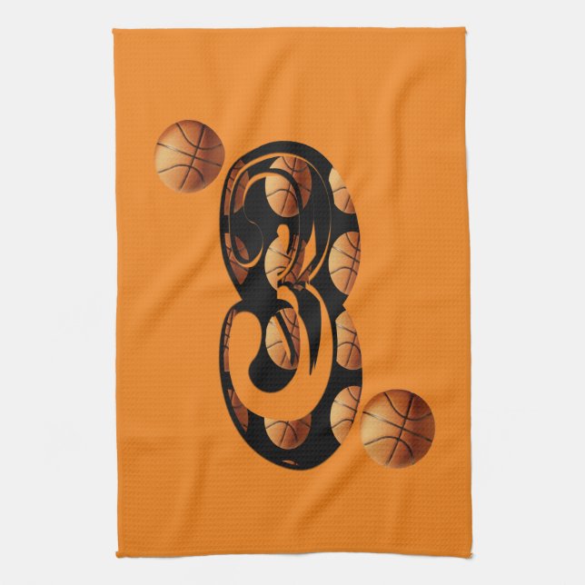 Basketball Number Three, Kitchen Towel (Vertical)