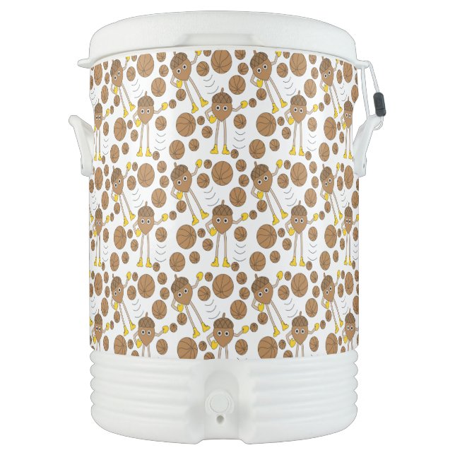 Basketball Nut Pattern  Beverage Cooler (Front)
