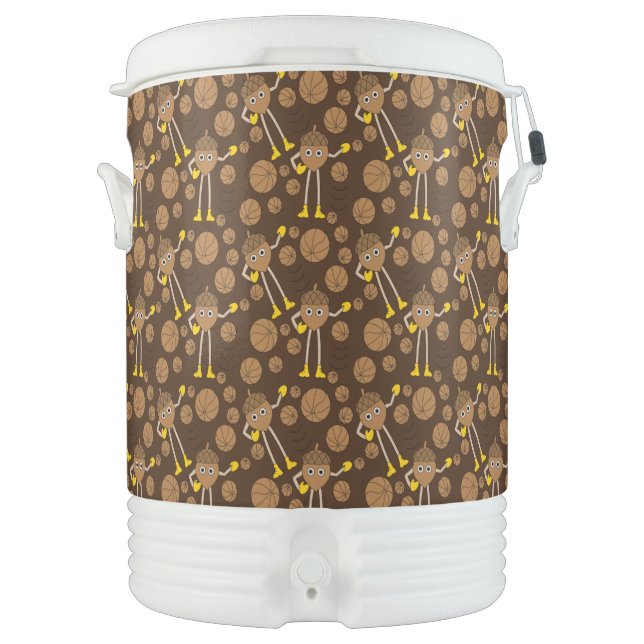 Basketball Nut Pattern  Beverage Cooler (Front)