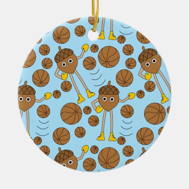 Basketball Nut Pattern Ceramic Ornament (Front)