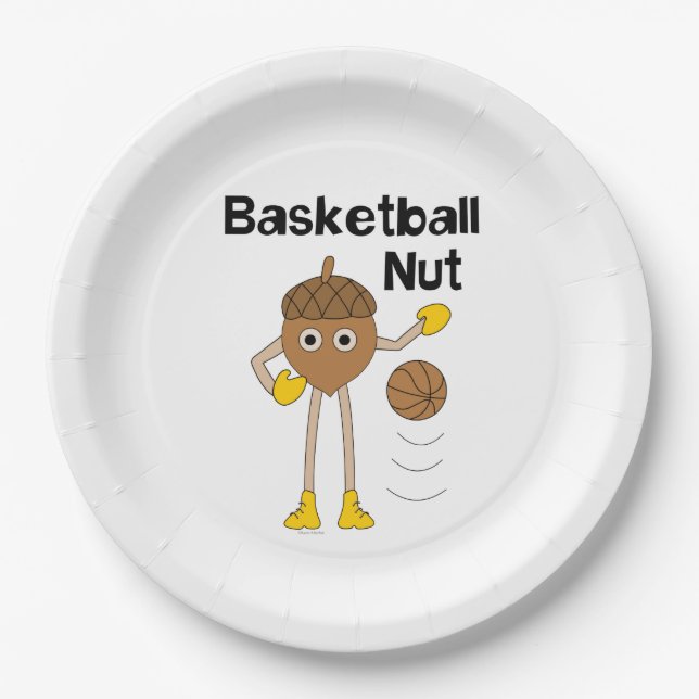 Basketball Nut Text Paper Plates (Front)