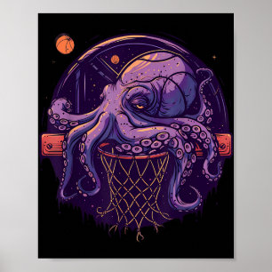 Basketball Octopus Basketball Hoop Basketball Love Poster