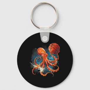 Basketball Octopus Bball Player Animal Art Basketb Keychain