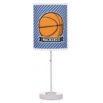 Basketball On Blue & White Stripes Table Lamp by Birthday_Party_House at Zazzle