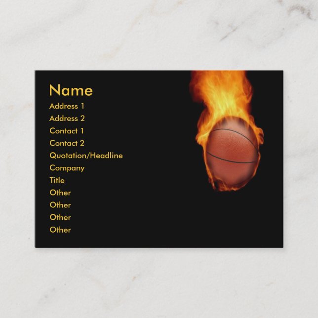 Basketball On Fire Business Card (Front)