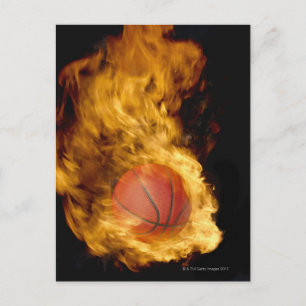 Basketball on fire (digital composite) postcard