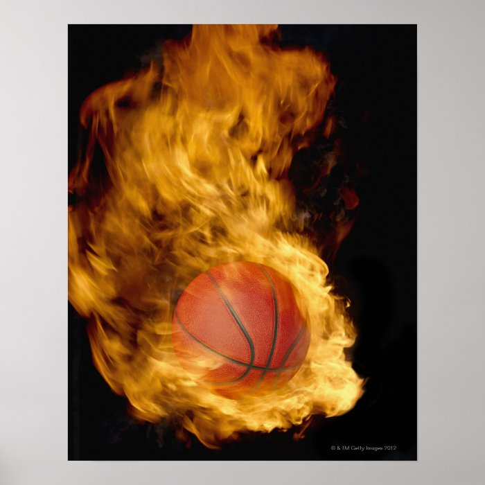 Basketball on fire (digital composite) print