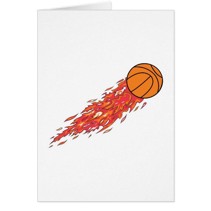 basketball on fire greeting card