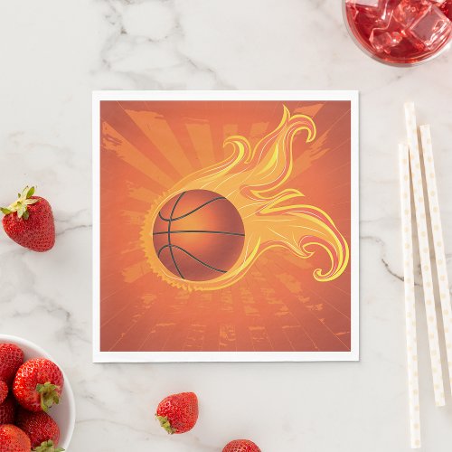 Basketball On Fire Napkins