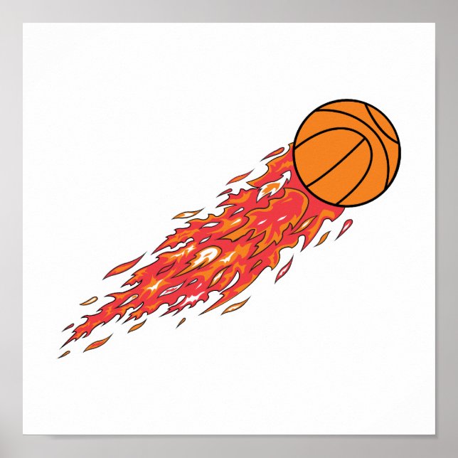 basketball on fire poster (Front)