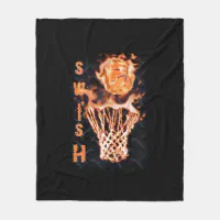 Basketball on fire swish it fleece blanket