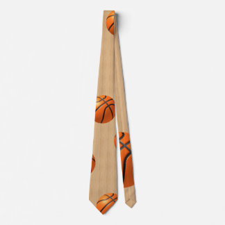 Basketball on hardwood neck tie