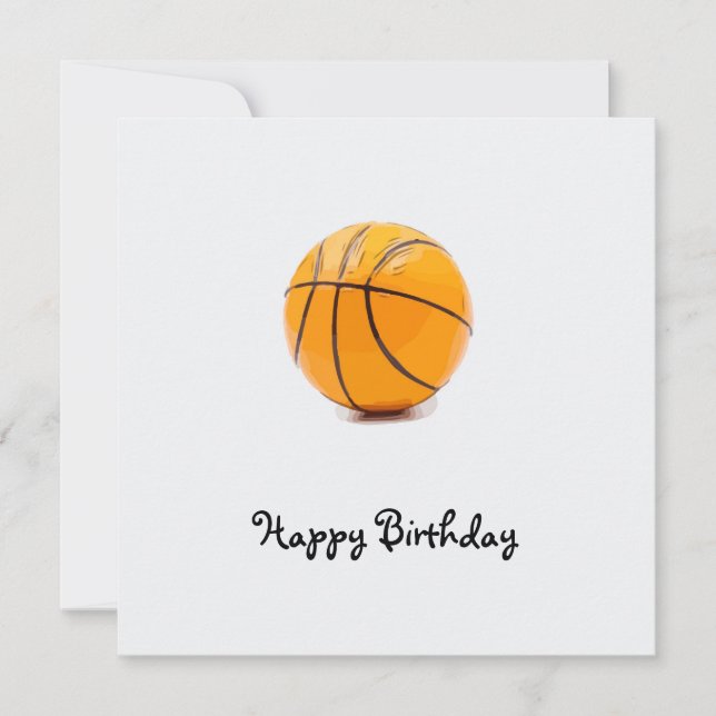 Basketball on white background happy birthday card (Front)