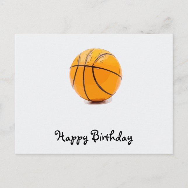 Basketball on white background happy birthday postcard (Front)