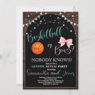 Basketball or Bows Gender Reveal Party Invitation