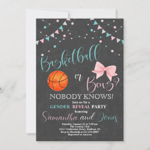 Basketball or Bows Gender Reveal Party Invitation