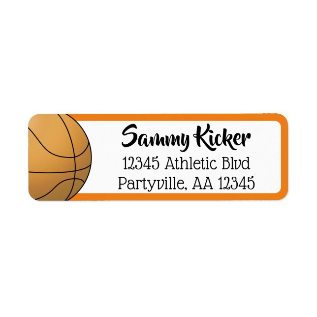 Basketball Orange & Black Address Label (Front)