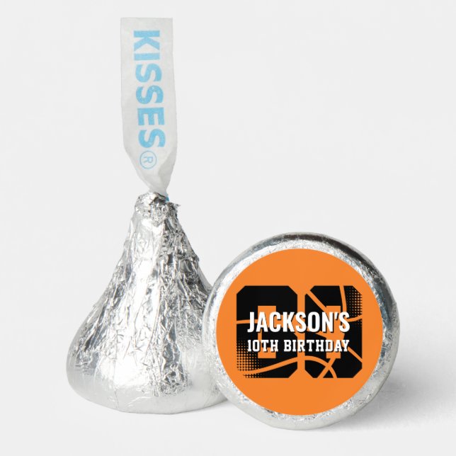 Basketball Orange Black Birthday Party Hershey®'s Kisses® (Front)