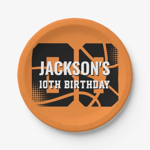 Basketball Orange Black Birthday Party Paper Plates