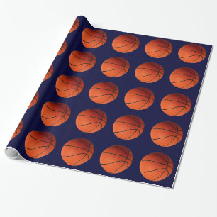 Basketball Orange & Blue Christmas Wrapping Paper