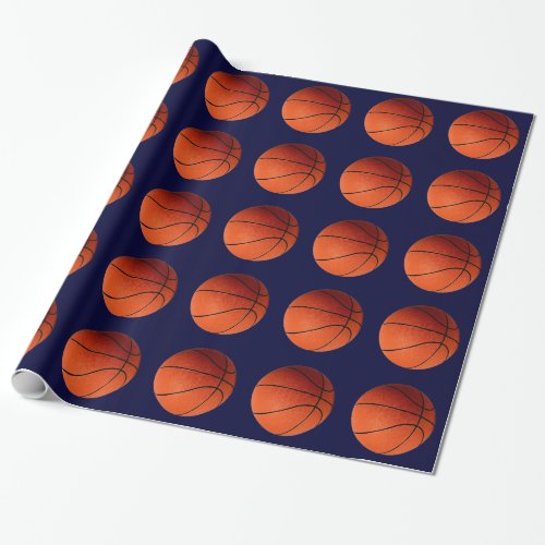 Basketball Orange  Blue Christmas Wrapping Paper