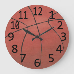 Basketball Painting Large Black Numbers Sports Lar Clock