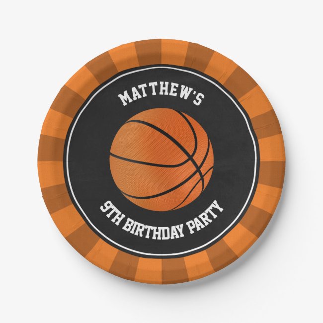 Basketball Party Cake Lunch Plates Personalized