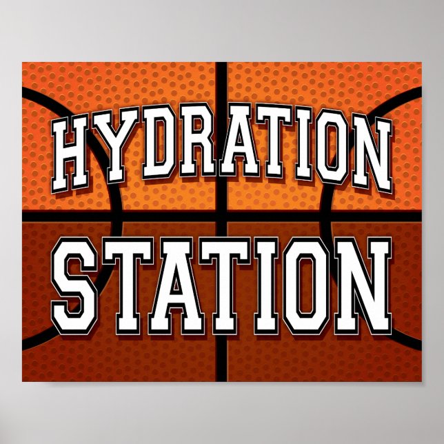 Basketball Party HYDRATION STATION Sign Print (Front)